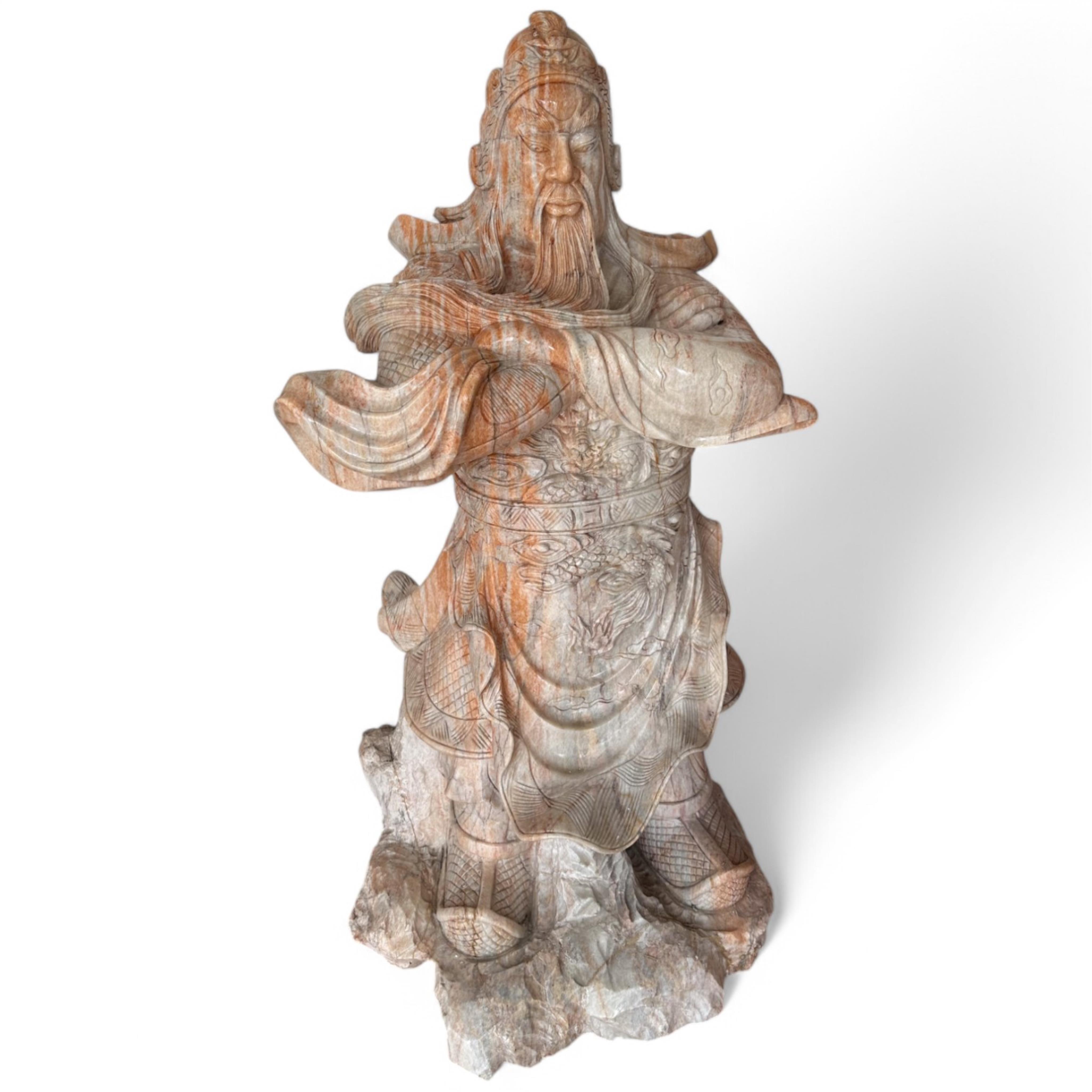 A massive Chinese soapstone figure of Guan Yu